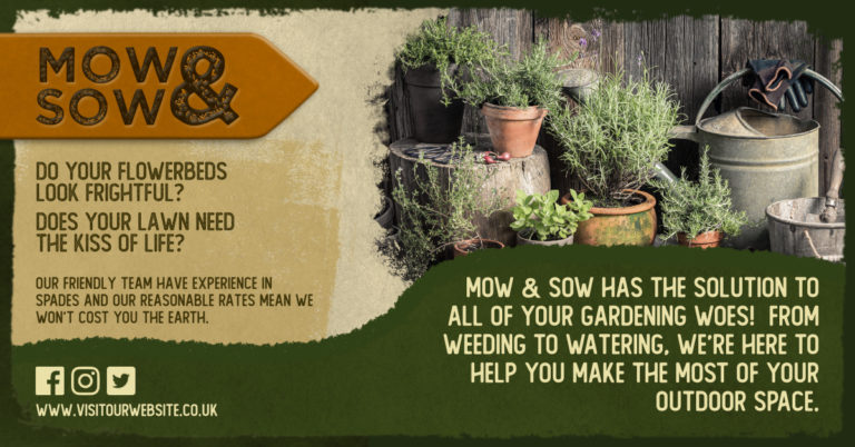 Example of a social media template made by Little Bird Creative for their To Go service. This template advertises a garden maintenance business.